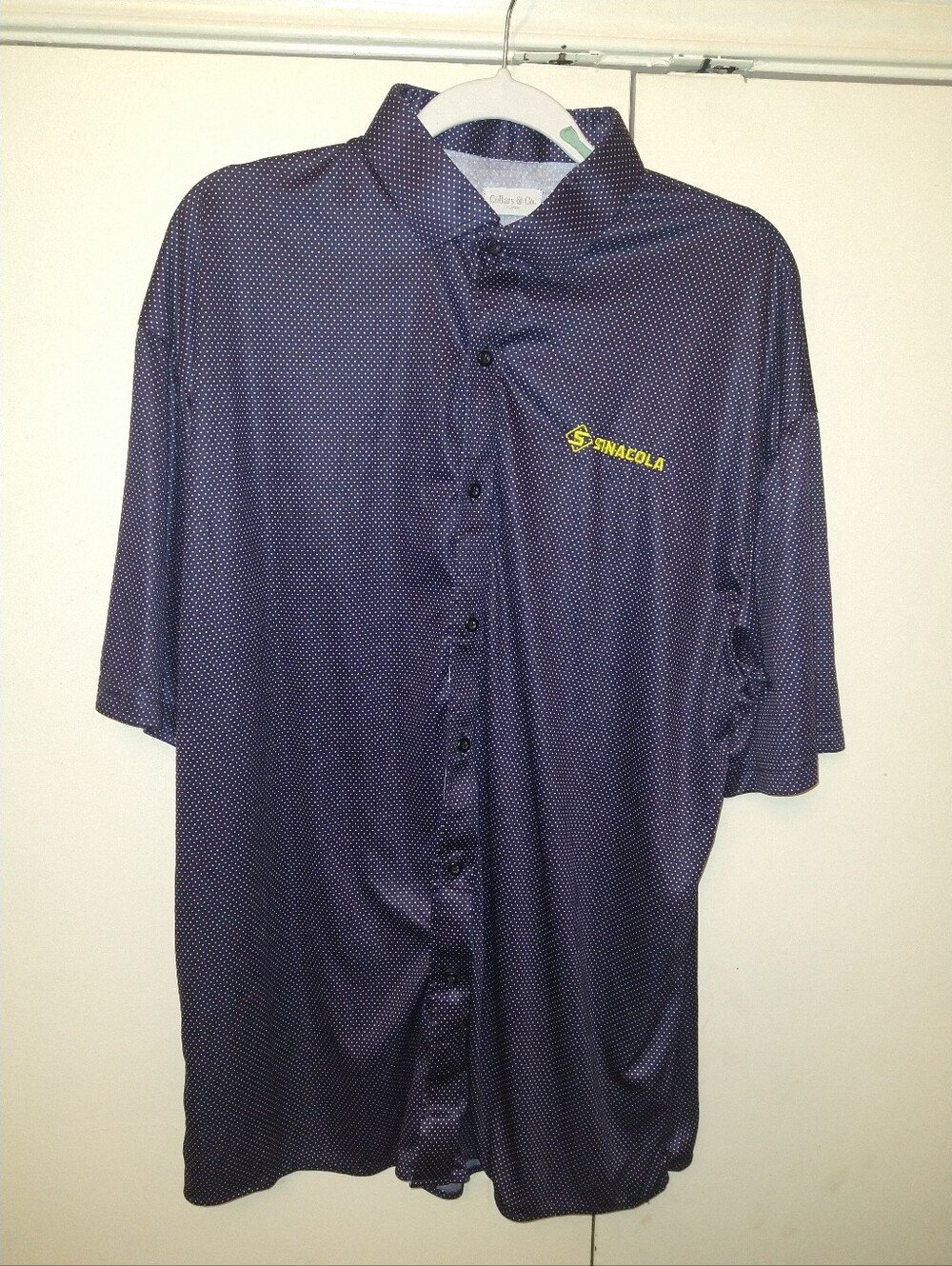 Collars & Co Dress Collar Polo Button Up Polka Dot Shirt Men's sz XL
